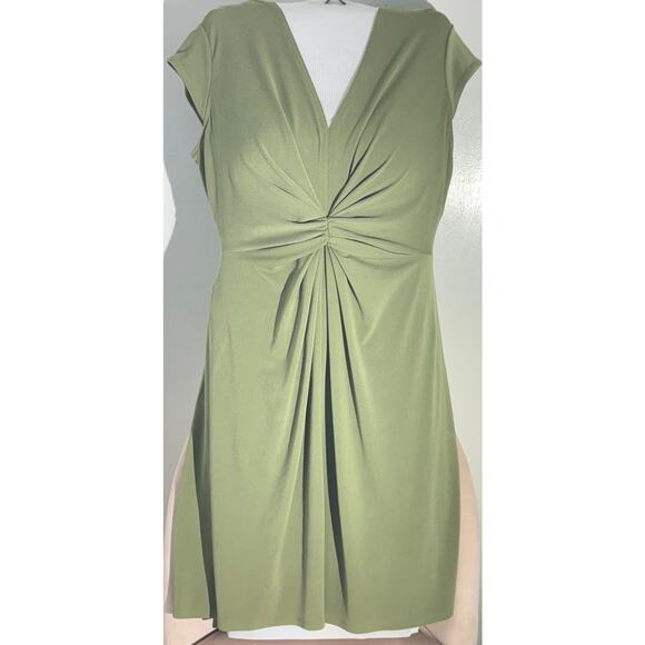 Antonio Melani Olive Green Knot Front Dress – Size Medium - Picture 1 of 3